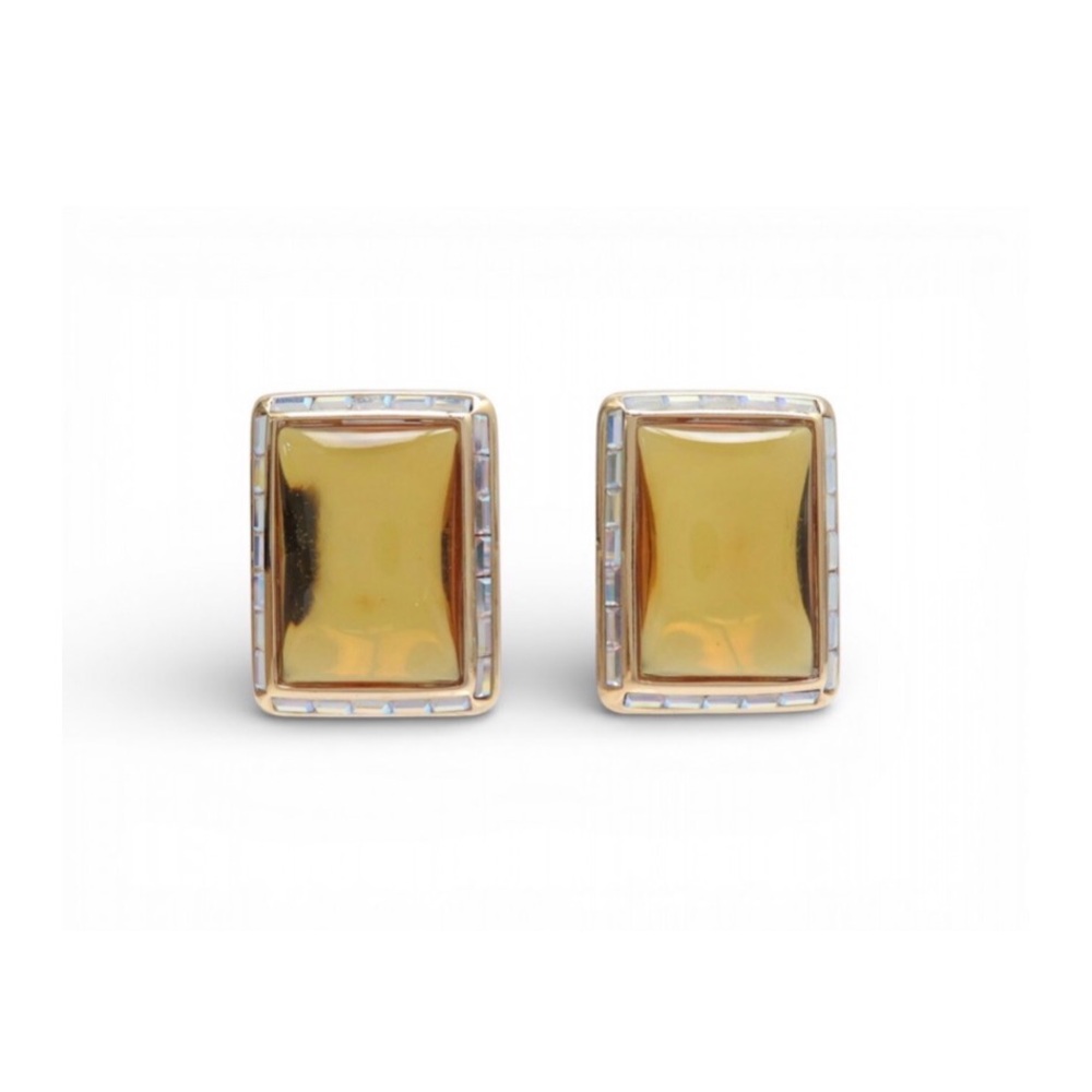 Yves Saint Laurent Cabochon Rectangular Earrings - image 1